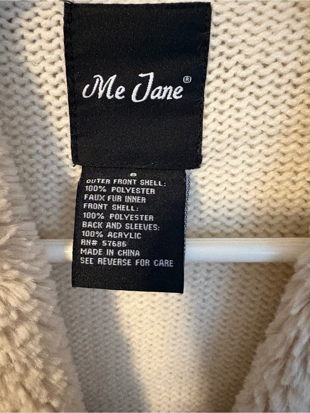 Me Jane Cream Sherpa Shawl-Collar Teddy Jacket - Picture 2 of 5